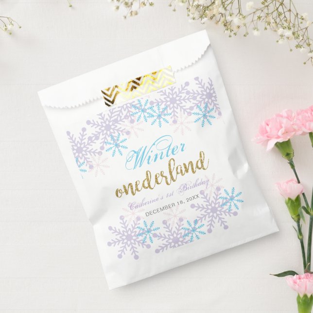Winter Onederland Snowflakes Holiday Birthday Favour Bags (Sealed)