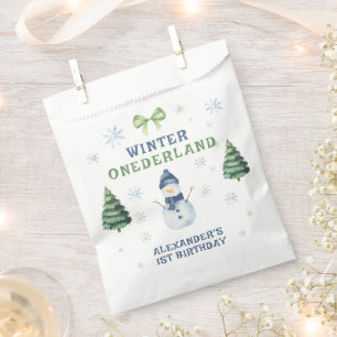 Winter Onederland Snowman 1st Birthday Favour Bags