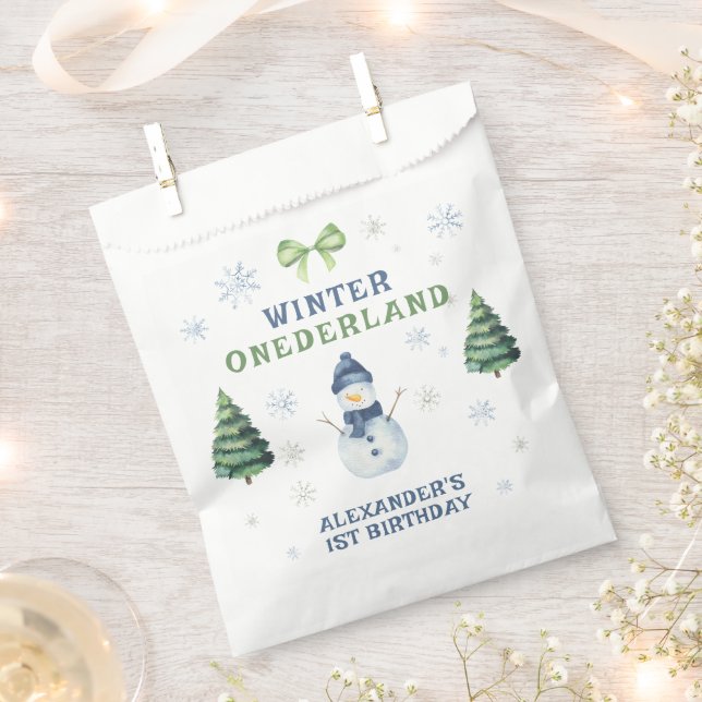 Winter Onederland Snowman 1st Birthday  Favour Bags (Clipped)