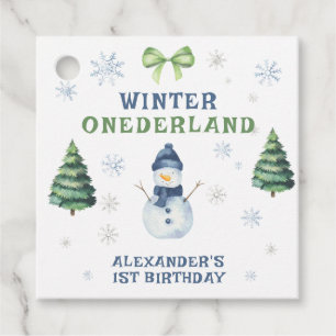 Winter Onederland Snowman 1st Birthday Favour Tags