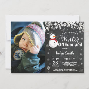 Winter Onederland Snowman 1st Birthday Invitation