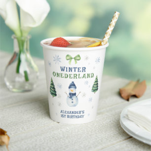 Winter Onederland Snowman 1st Birthday Paper Cups