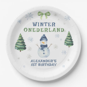 Winter Onederland Snowman 1st Birthday  Paper Plate