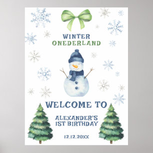 Winter Onederland Snowman 1st Birthday  Poster