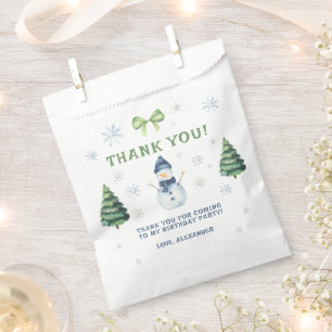 Winter Onederland Snowman Birthday Thank You Favour Bags