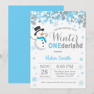 Winter Onederland Snowman Boy 1st Birthday Invitation