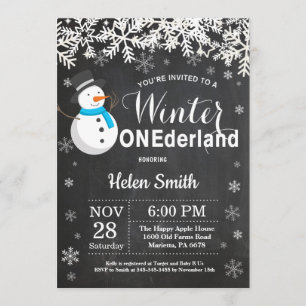 Winter Onederland Snowman Boy 1st Birthday Invitation