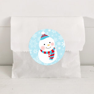 Winter ONEderland Snowman Face Snowflake Classic Round Sticker