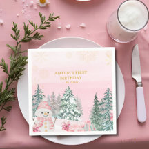 Winter ONEderland Snowman Girl 1st Birthday Pink