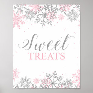 Winter Onederland Sweet Treats Pink Silver Poster