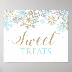Winter Onederland Sweet Treats Sign Blue Snowflake