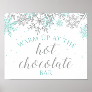 Winter Onederland Teal + Silver Hot Chocolate Bar Poster