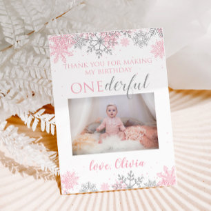 Winter ONEderland Thank You Photo Card Snowflakes
