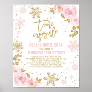 Winter ONEderland Time Capsule Pink And Gold Poster
