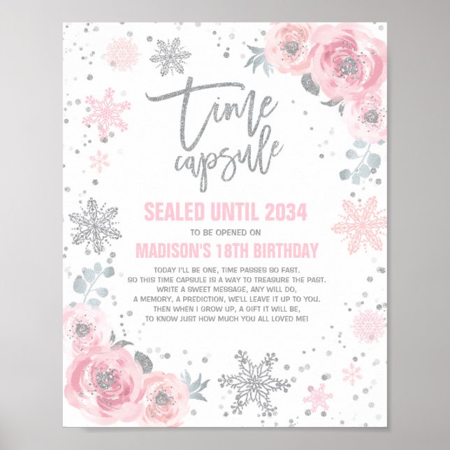 Winter ONEderland Time Capsule Pink And Silver Poster (Front)