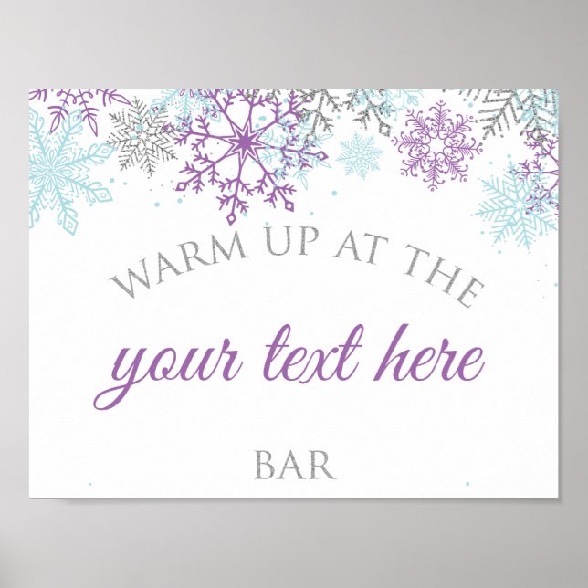 Winter Onederland Warm Up editable Purple Poster (Front)