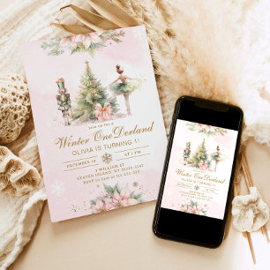 Winter Onederland Whimsical 1st birthday  Invitation