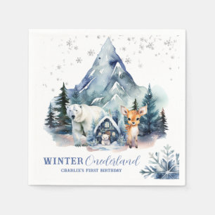 Winter Onederland Whimsical Woodland 1st Birthday Napkin