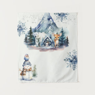 Winter Onederland Whimsical Woodland 1st Birthday Tapestry