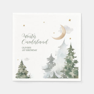 Winter Onederland Wild Forest First Birthday Party Napkin