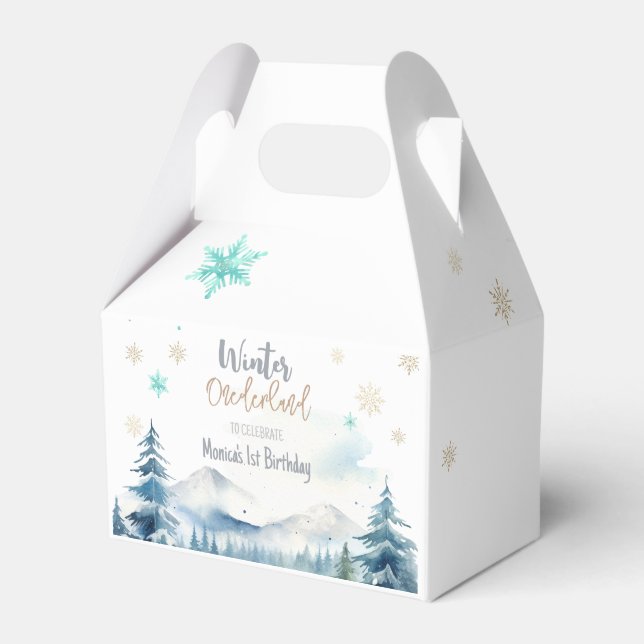 Winter onederland wonderful birthday favour box (Front Side)