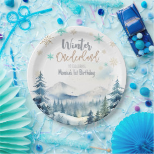 Winter onederland wonderful birthday paper plate