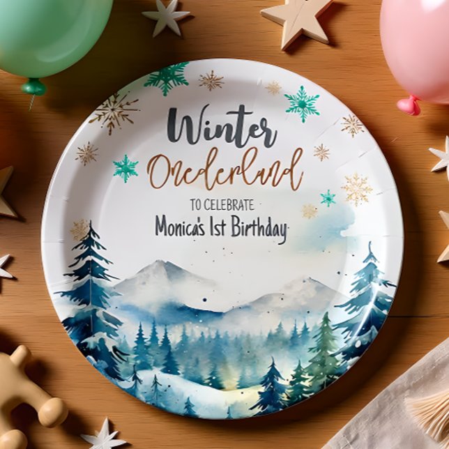 Winter onederland wonderful birthday paper plate (Creator Uploaded)