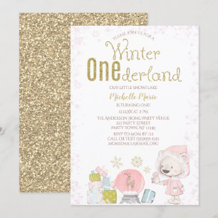 Winter Onederland Woodland 1st Birthday Invitation