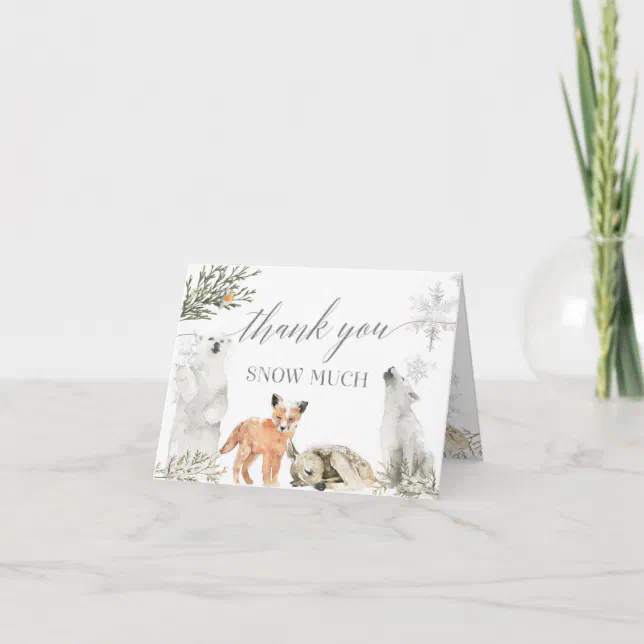 Winter Onederland Woodland Animal Birthday Folded Thank You Card | Zazzle