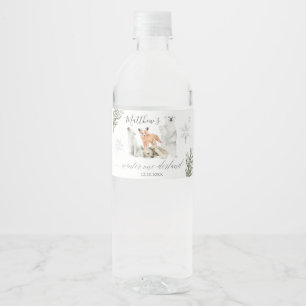 Winter Onederland Woodland Animal Birthday Water Bottle Label