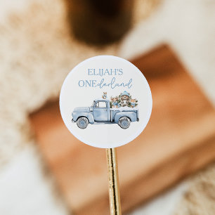 Winter Onederland Woodland Animals 1st Birthday Classic Round Sticker