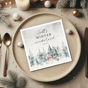 Winter ONEderland Woodland Animals 1st Birthday Napkin