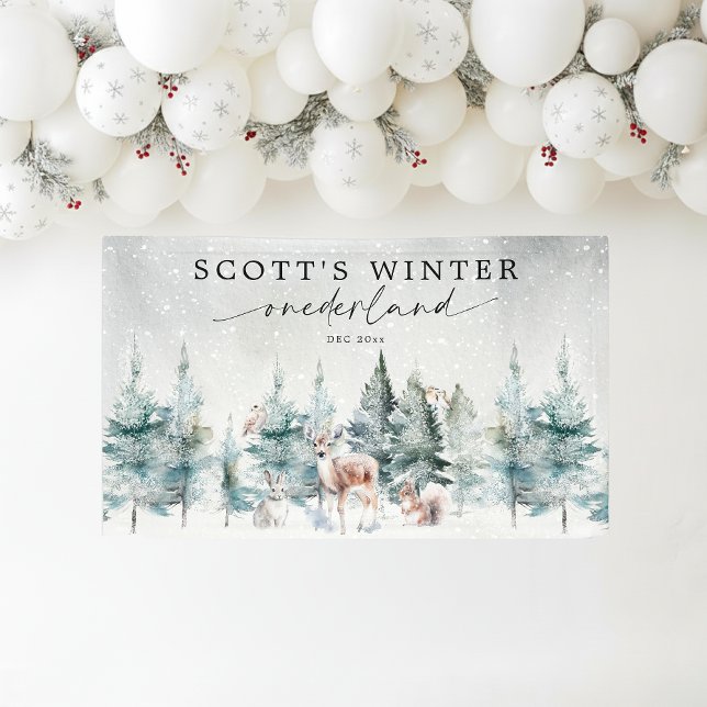 Winter ONEderland Woodland Forest 1st Birthday Banner (Creator Uploaded)