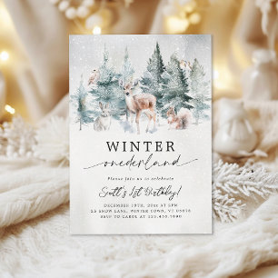 Winter ONEderland Woodland Forest 1st Birthday Invitation