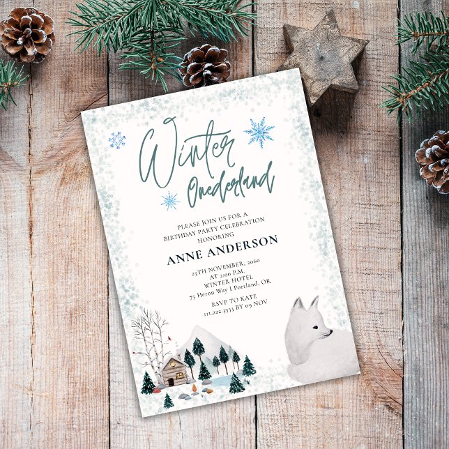 Winter Onederlant 1st First Birthday Animals  Invitation (Creator Uploaded)