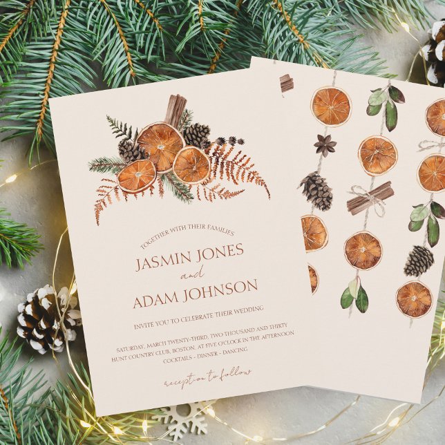 Winter Orange Slices Dried Citrus Cinnamon Wedding Invitation (Winter Orange Slices Dried Citrus Cinnamon Wedding Invitation)