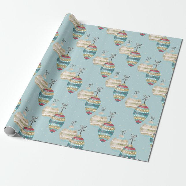Winter Ornament Christmas Wrapping Paper (Unrolled)