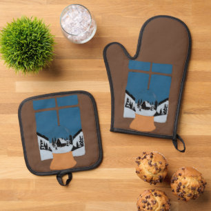 Winter Oven Mitten - Snow Globe by the Window - Co Mitt & Pot Holder Set