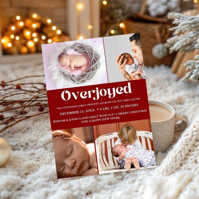 Winter Overjoyed holiday  Christmas photo birth  Announcement (Creator Uploaded)