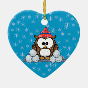 winter owl ceramic tree decoration