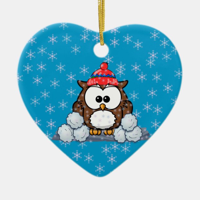 winter owl ceramic tree decoration (Front)