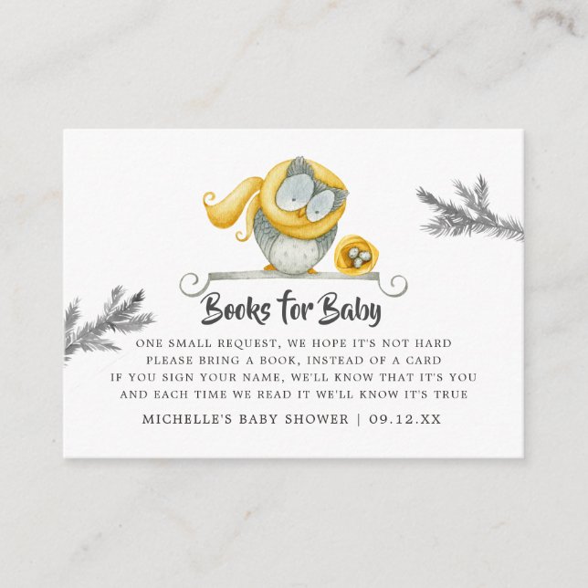 Winter Owl Christmas Baby Shower Book Request Enclosure Card (Front)