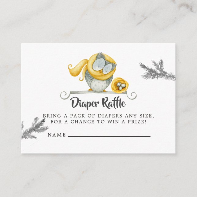 Winter Owl Christmas Baby Shower Diaper Raffle Enclosure Card (Front)