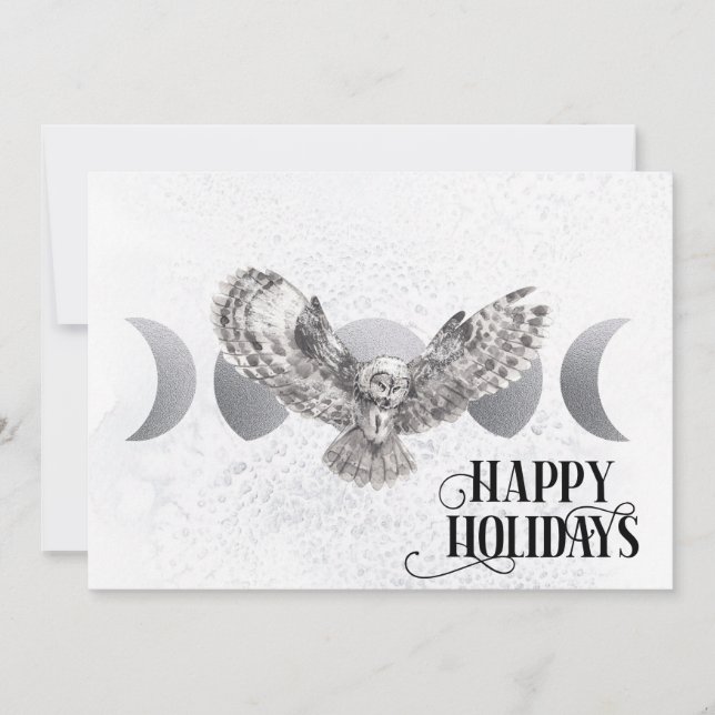 Winter Owl Happy Holidays Christmas Holiday (Front)