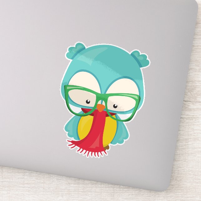 Winter Owl, Hipster Owl, Owl With Glasses, Scarf (Detail)