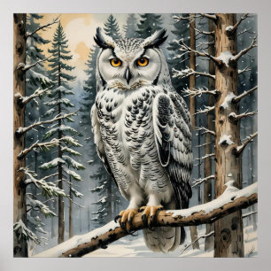 Winter Owl Poster