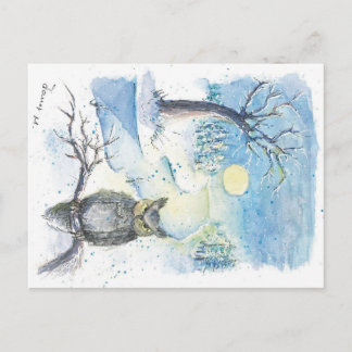 Winter owl season post card