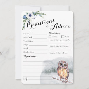 Winter Owl Snowy Baby Predictions & Advice Card