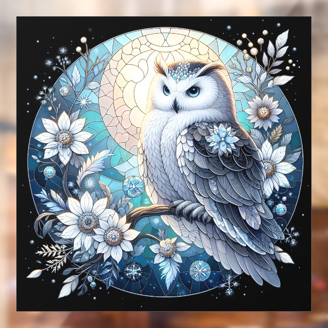Winter Owl Stained Glass Window Cling (Sheet 2)