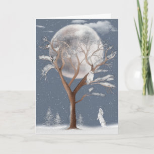 Winter Owl Thinking of You Holiday Card